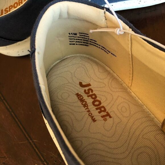 J SPORT - NWTIB - L Sz 11 “Wenden” Casual Slip-On Shoes/Navy Canvas/Rubber Soles - Picture 5 of 14